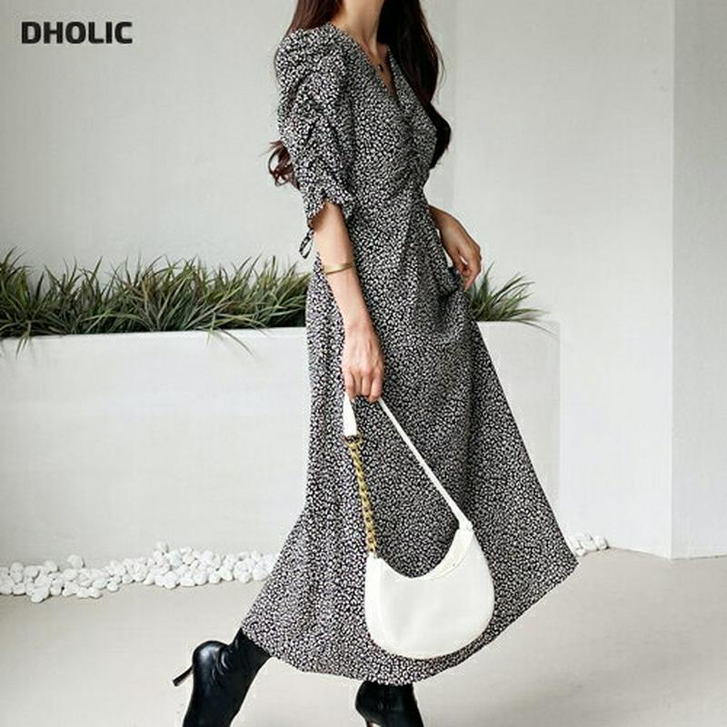 【只今10%OFF】ギャザーレオパードワンピース・全2色・t48014 レディース【ops】【韓国 ファッション ワンピース ロ