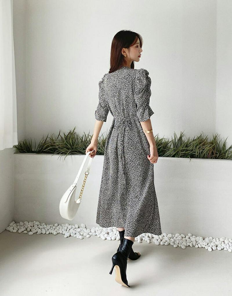 【只今10%OFF】ギャザーレオパードワンピース・全2色・t48014 レディース【ops】【韓国 ファッション ワンピース ロ