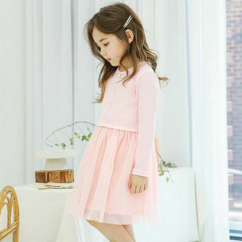 配色チュールワンピース(ピンク)・p005529 キッズ【3~8才】【ops】【ワンピース ミディ丈 ミディワンピース チュール