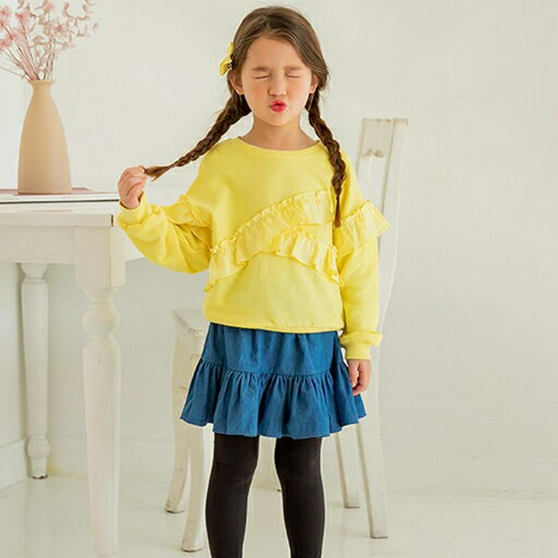 フリルラインスウェット・p005618 キッズ【3~8才】【tops】【トップス スウェット 長袖 ラウンドネック フリル カジ