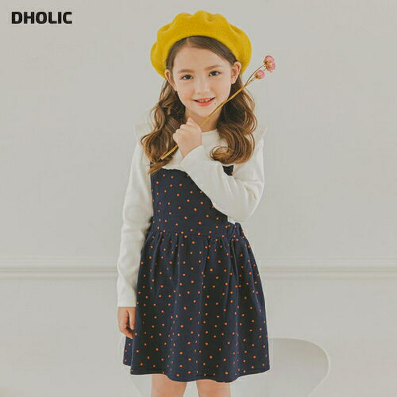 バッククロスドット柄ワンピース(ネイビー)・p006014 キッズ【3~8才】【ops】【ワンピース ミニ丈 ミニワンピース スリーブレス ストラップ バッククロス ドット柄 ガーリー かわいい 女の子 韓国 韓国子供服 子供 こども 子供服 こども服】【KIDS】