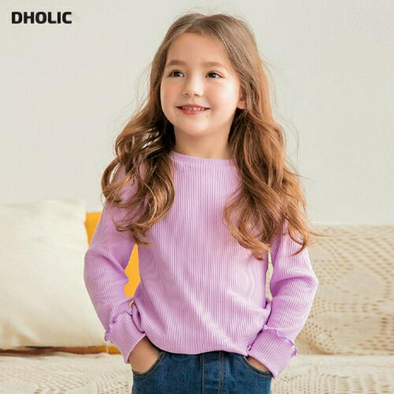 メロウヘムリブTシャツ(パープル)・p005625 キッズ【3~8才】【tops】【トップス Tシャツ ロングスリーブ 長袖 ラ