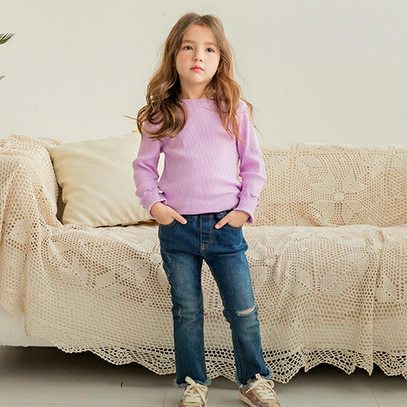メロウヘムリブTシャツ(パープル)・p005625 キッズ【3~8才】【tops】【トップス Tシャツ ロングスリーブ 長袖 ラ