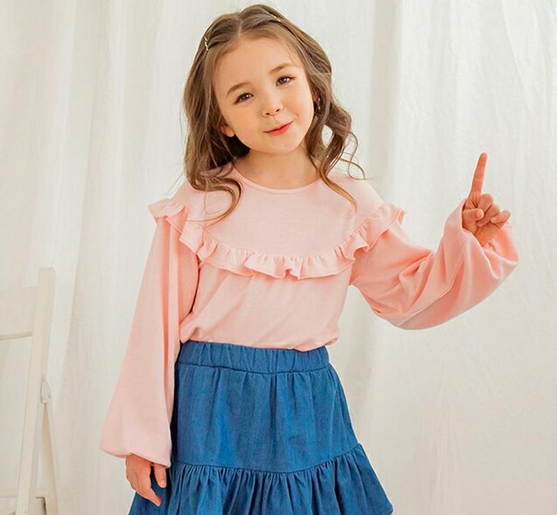 モダール混フリルTシャツ・p005635 キッズ【3~8才】【tops】【トップス Tシャツ 長袖 ロングスリーブ モダール フ