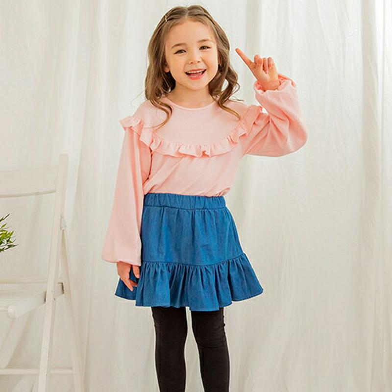 モダール混フリルTシャツ・p005635 キッズ【3~8才】【tops】【トップス Tシャツ 長袖 ロングスリーブ モダール フ