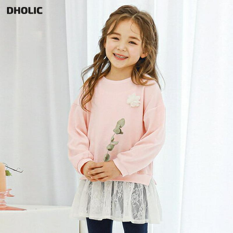 レースヘムスウェット・p005632 キッズ【3~8才】【tops】【トップス スウェット 長袖 ラウンドネック レース レース