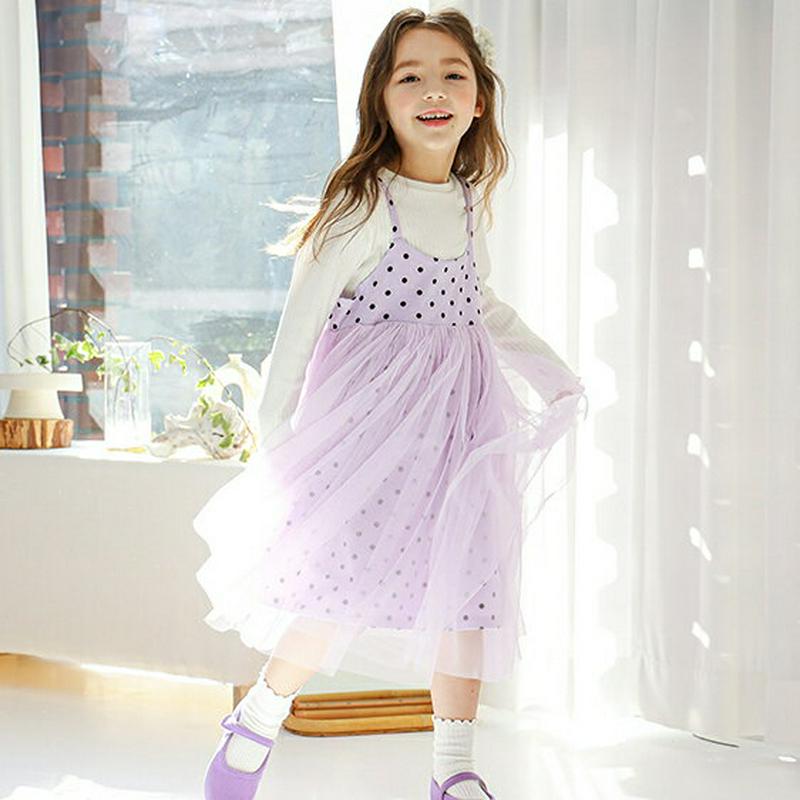 ドット柄チュールキャミワンピース・p005522 キッズ【3~8才】【ops】【ワンピース ロングワンピース チュールワンピース