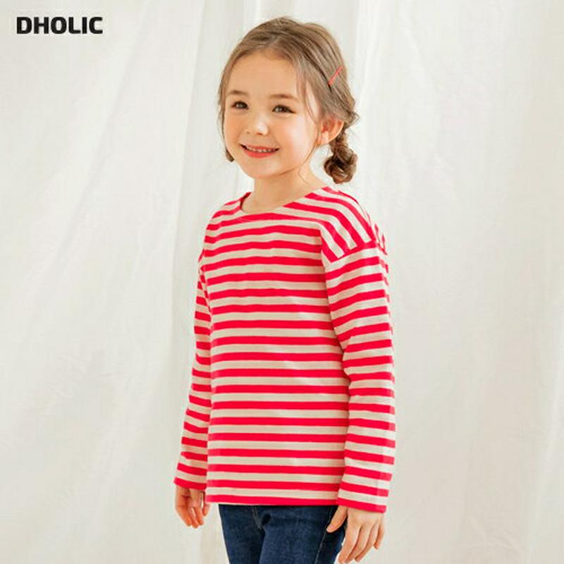 ボーダー長袖Tシャツ(ピンク)・p005911 キッズ【3~8才】【tops】【トップス Tシャツ ロングスリーブ 長袖 ラウン