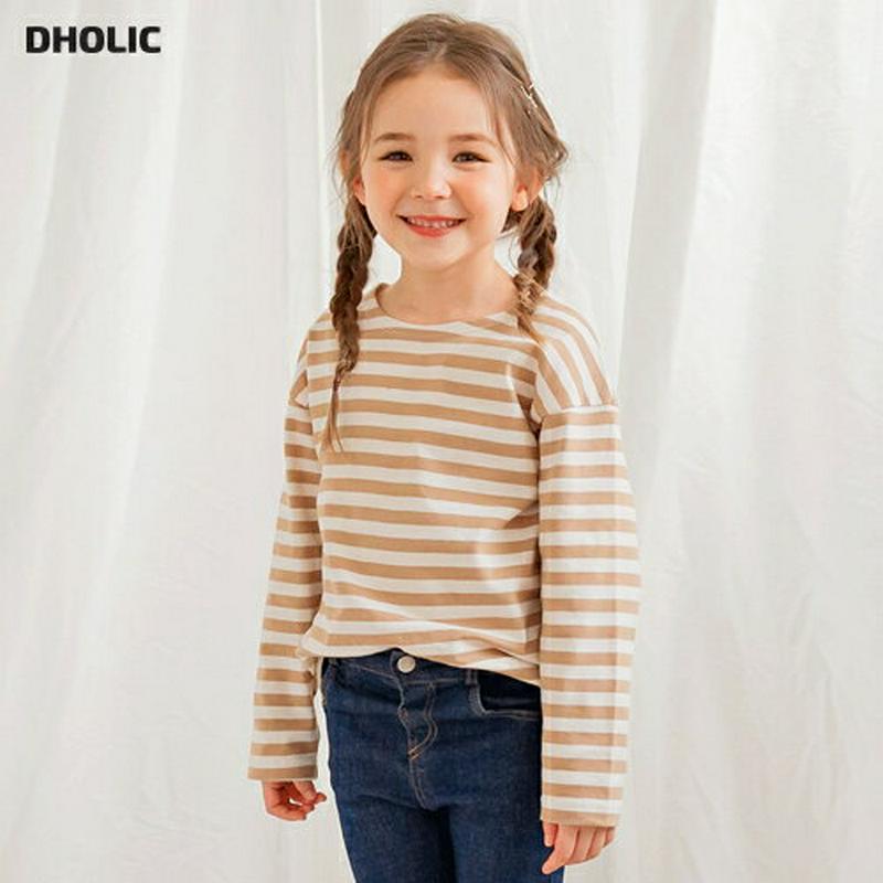 ボーダー長袖Tシャツ(ベージュ)・p005913 キッズ【3~8才】【tops】【トップス Tシャツ ロングスリーブ 長袖 ラウ