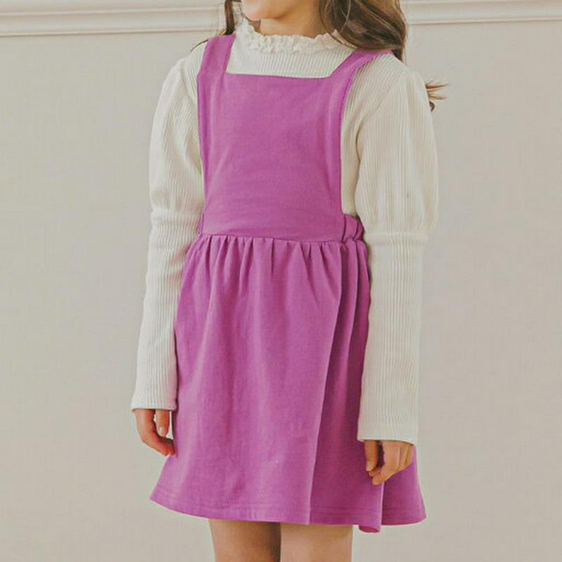 バッククロスストラップワンピース(パープル)・p006035 キッズ【3~8才】【ops】【ワンピース ミニ丈 ミニワンピース スリーブレス ストラップ バッククロス ガーリー シンプル かわいい 女の子 韓国 韓国子供服 子供 こども 子供服 こども服】【KIDS】