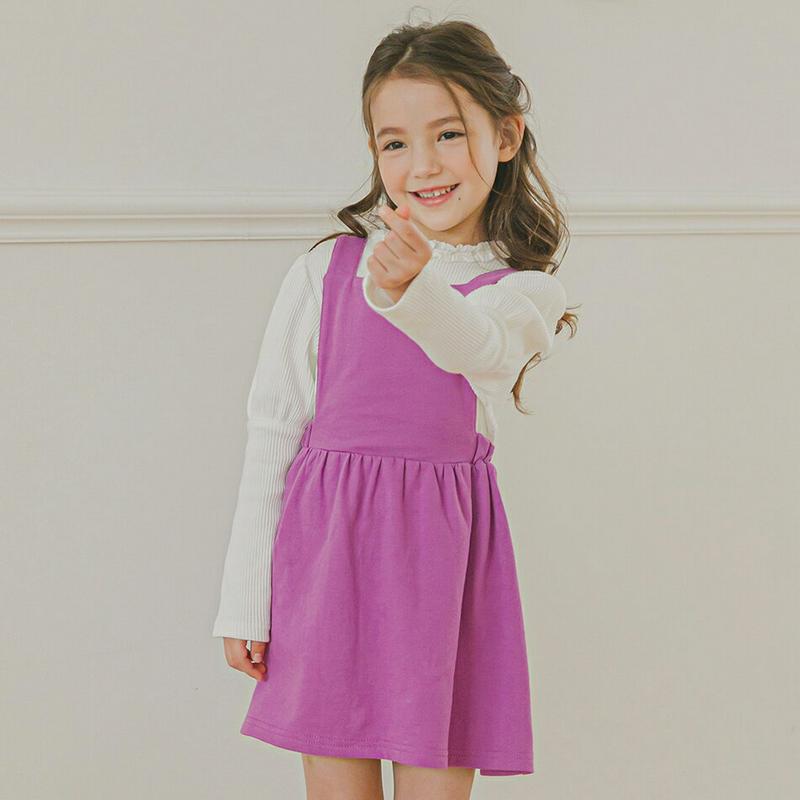 バッククロスストラップワンピース(パープル)・p006035 キッズ【3~8才】【ops】【ワンピース ミニ丈 ミニワンピース スリーブレス ストラップ バッククロス ガーリー シンプル かわいい 女の子 韓国 韓国子供服 子供 こども 子供服 こども服】【KIDS】