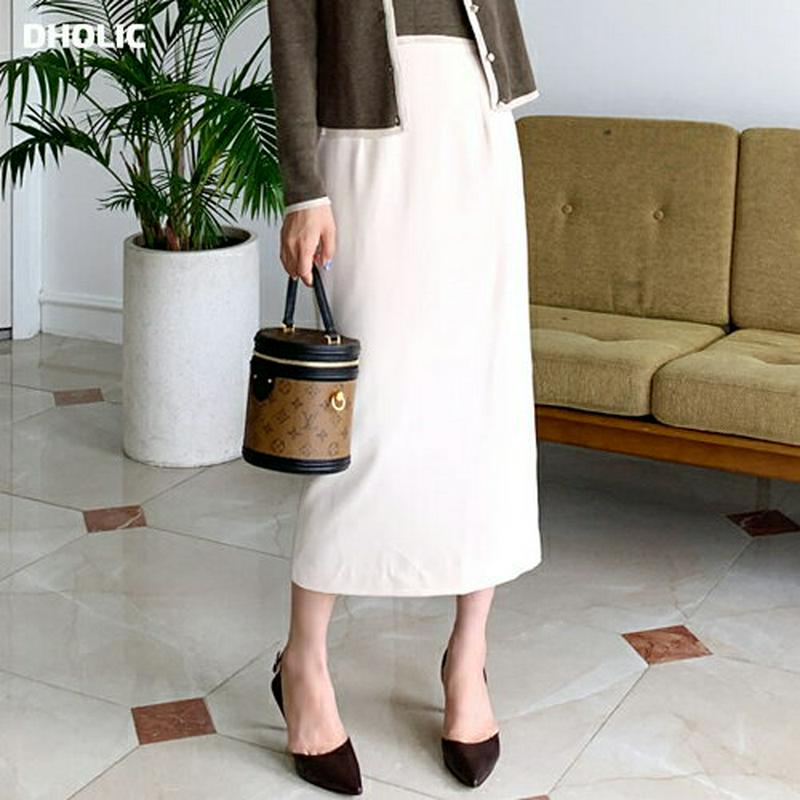 Hラインスリットスカート・全3色・e61024 レディース【sk】 韓国ファッション ボトムス スカート ロング丈 ロングスカート Hラインスカート Hライン スリット ポケット シンプル 単色 無地 大人 オフィスカジュアル 春 秋226