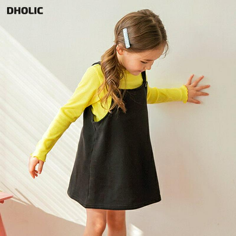 サロペットワンピース(ブラック)・p005519 キッズ【3~8才】【ops】【ワンピース ミニ丈 ショート丈 ミニワンピース 