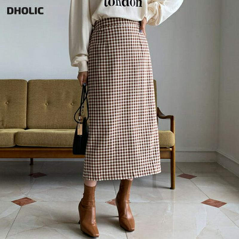チェックロングスカート・全2色・b61023 レディース【sk】【韓国 ファッション ボトムス スカート ロング丈 ロングスカー
