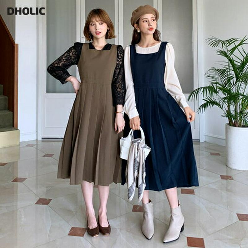 バックストラッププリーツワンピース・全2色・t61017 レディース【ops】【韓国 ファッション ワンピース ロングワンピース