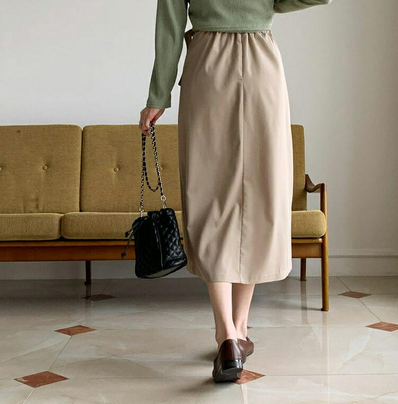 ボタンストラップスカート・全3色・t61026 レディース【sk】【韓国 ファッション ボトムス スカート ロング丈 ロングスカ
