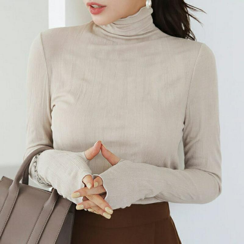 ハイネックリンクルTシャツ・全3色・b63978 レディース【tops】【トップス Tシャツ 長袖 ロンT リンクル ハイネック