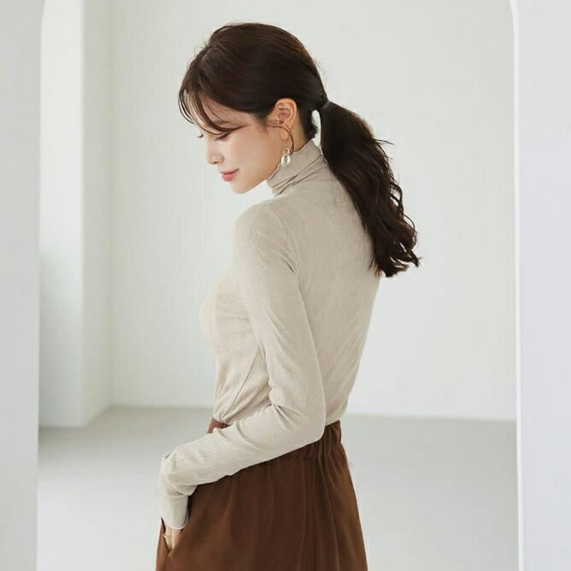 ハイネックリンクルTシャツ・全3色・b63978 レディース【tops】【トップス Tシャツ 長袖 ロンT リンクル ハイネック