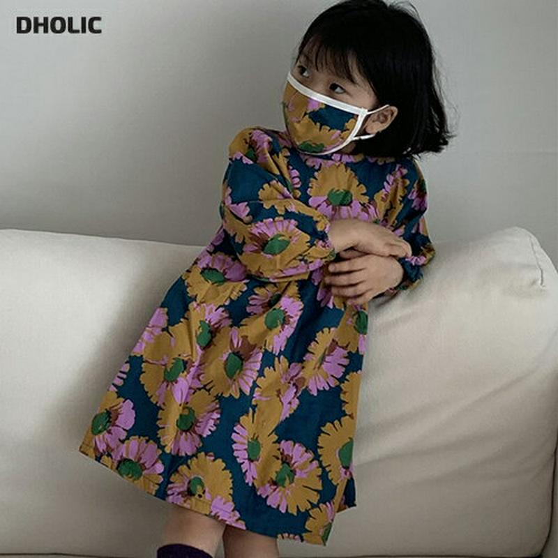 【新作10%OFF】2TYPEフラワーバルーン袖ワンピース・u06169 キッズ【3~8才】【ops】【ワンピース ロングワンピ