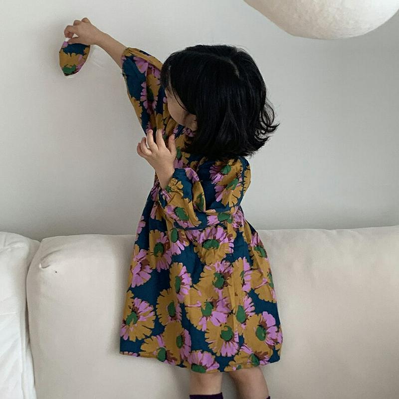 【新作10%OFF】2TYPEフラワーバルーン袖ワンピース・u06169 キッズ【3~8才】【ops】【ワンピース ロングワンピ