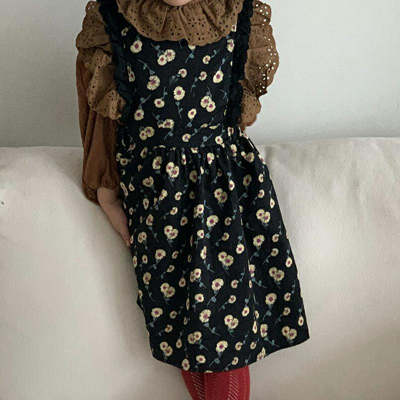 【新作10%OFF】フリルライン花柄スリーブレスワンピース・u06185 キッズ【3~8才】【ops】【ワンピース ロングワンピ