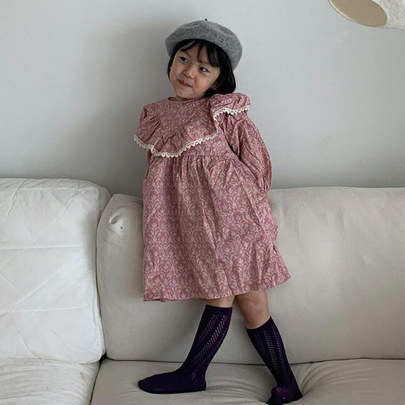 【新作10%OFF】レースヘムカラーパターンワンピース・u06172 キッズ【3~8才】【ops】【ワンピース ロングワンピース