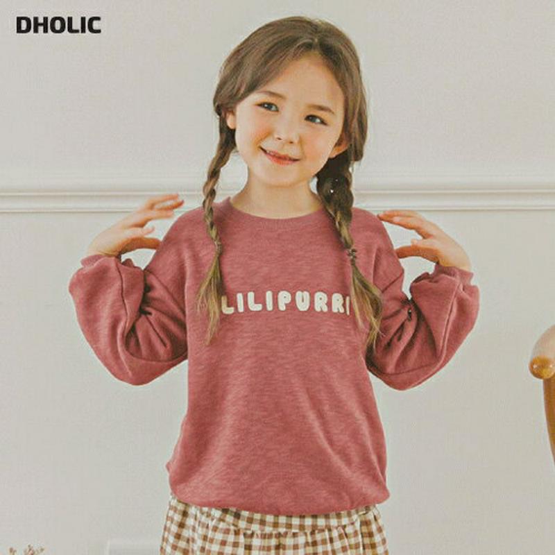 LILIPURRIスウェット(ブラウン)・p005750 キッズ【3~8才】【tops】【トップス スウェット 長袖 ラウンドネック レタリング ロゴ シンプル カジュアル ラフ 女の子 男の子 韓国 韓国子供服 子供 こども 子供服 こども服】【KIDS】