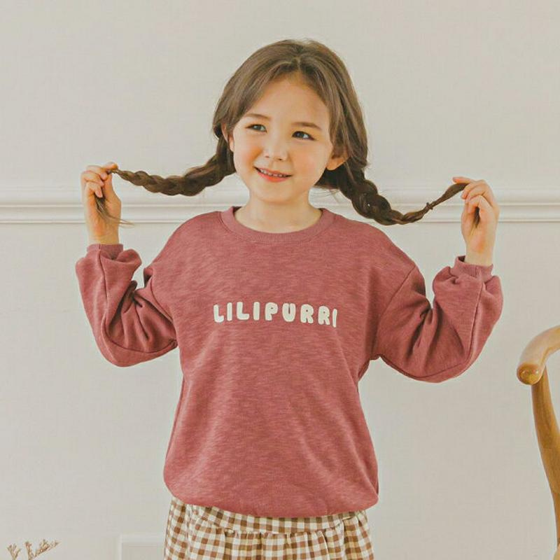 LILIPURRIスウェット(ブラウン)・p005750 キッズ【3~8才】【tops】【トップス スウェット 長袖 ラウンドネック レタリング ロゴ シンプル カジュアル ラフ 女の子 男の子 韓国 韓国子供服 子供 こども 子供服 こども服】【KIDS】