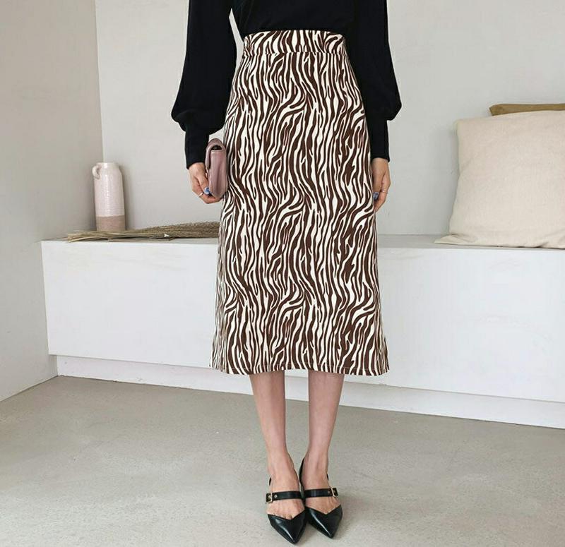 【新作10%OFF】ゼブラパターンスカート全2色・t56839 レディース【sk】【韓国 ファッション ボトムス スカート ロン