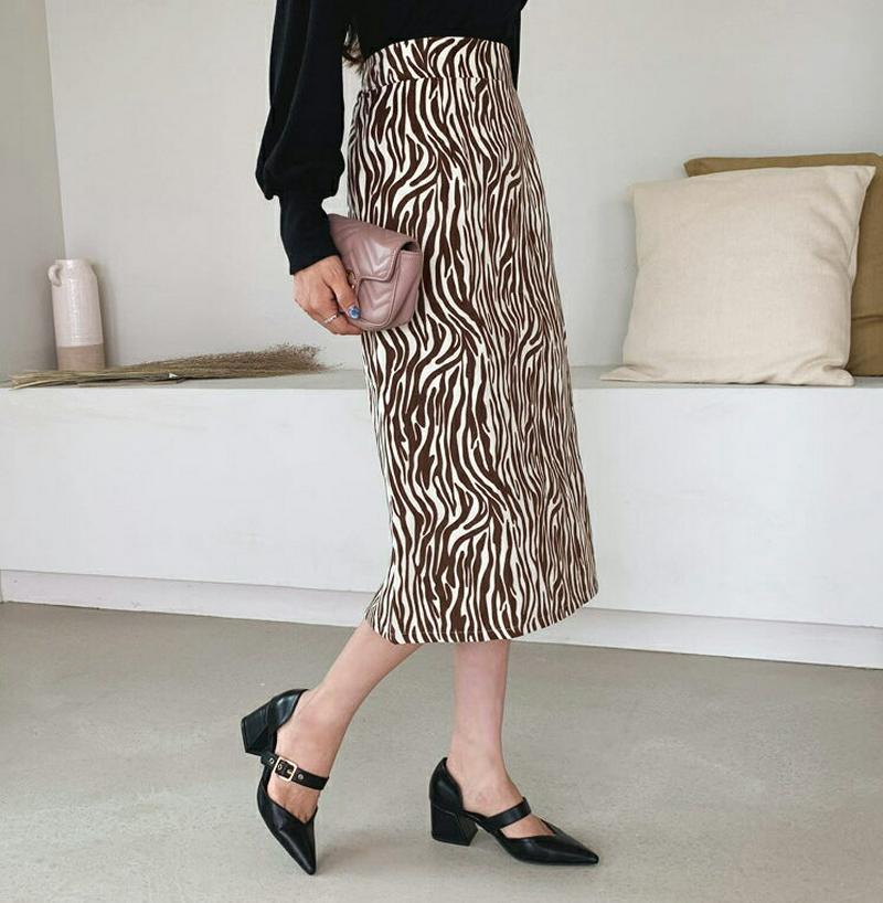 【新作10%OFF】ゼブラパターンスカート全2色・t56839 レディース【sk】【韓国 ファッション ボトムス スカート ロン