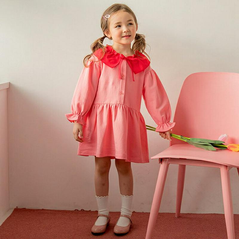 【新作10%OFF】配色カラーリボンポイントワンピース・p005524 キッズ【3~8才】【ops】【ワンピース ミディ丈 ミデ