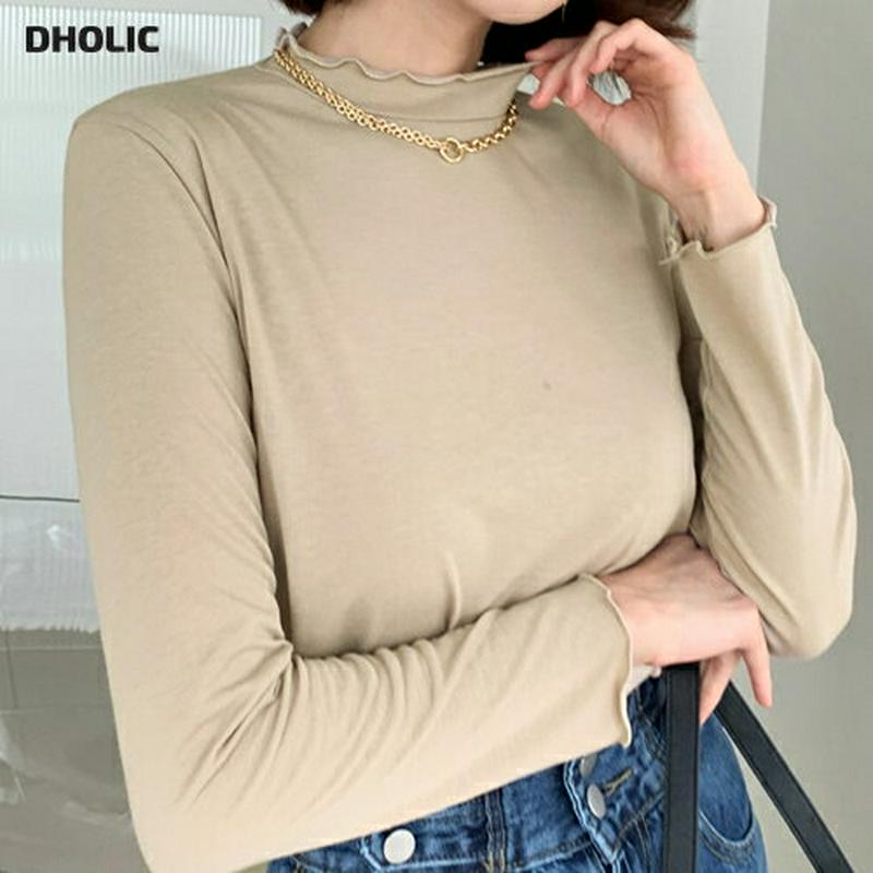 【新作10%OFF】ウェーブハーフネックTシャツ・全5色・b56858 レディース【tops】【韓国 ファッション トップス T