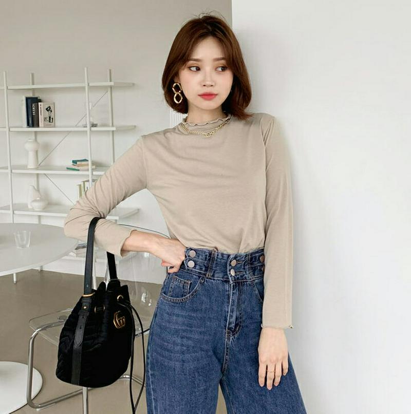 【新作10%OFF】ウェーブハーフネックTシャツ・全5色・b56858 レディース【tops】【韓国 ファッション トップス T