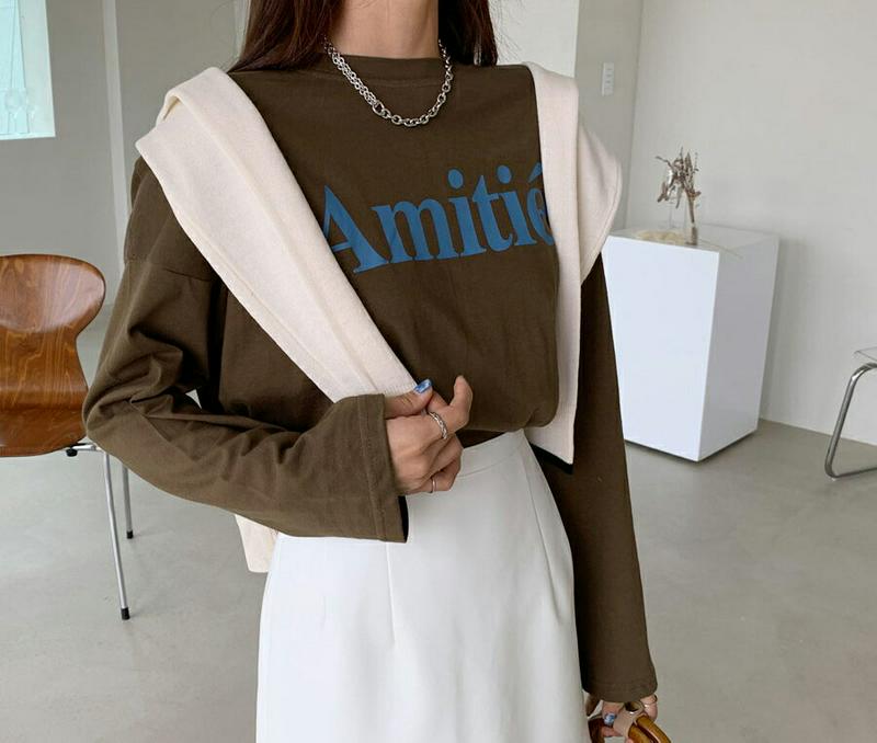 【新作10%OFF】AmitieTシャツ・全3色・b56857 レディース【tops】【韓国 ファッション トップス Tシャツ 