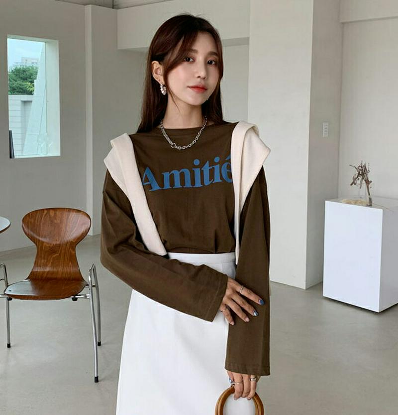 【新作10%OFF】AmitieTシャツ・全3色・b56857 レディース【tops】【韓国 ファッション トップス Tシャツ 