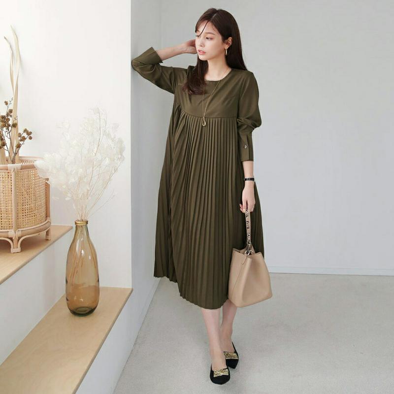 【新作10%OFF】プリーツワンピース・全2色・t64069 レディース【ops】【ワンピース ロング ロングワンピース 長袖 