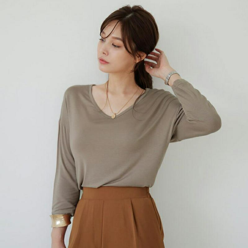 【新作10%OFF】Uネック7分丈スリーブTシャツ・全5色・t64066 レディース【tops】【トップス Tシャツ 長袖 単色