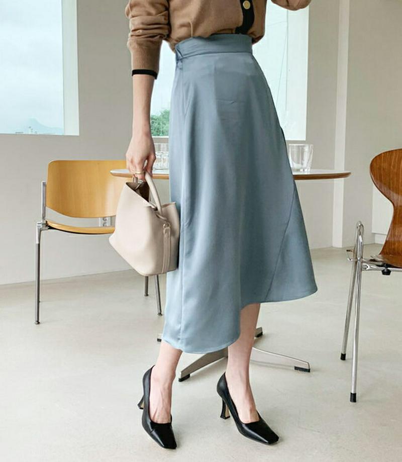 【新作10%OFF】サテンアンバランススカート・全3色・t56837 レディース【sk】【韓国 ファッション ボトムス スカート