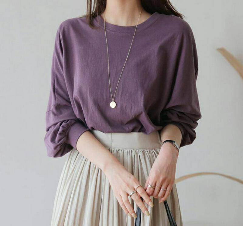 【新作10%OFF】コットンルーズTシャツ・全5色・b64067 レディース【tops】【トップス Tシャツ 長袖 コットン 綿