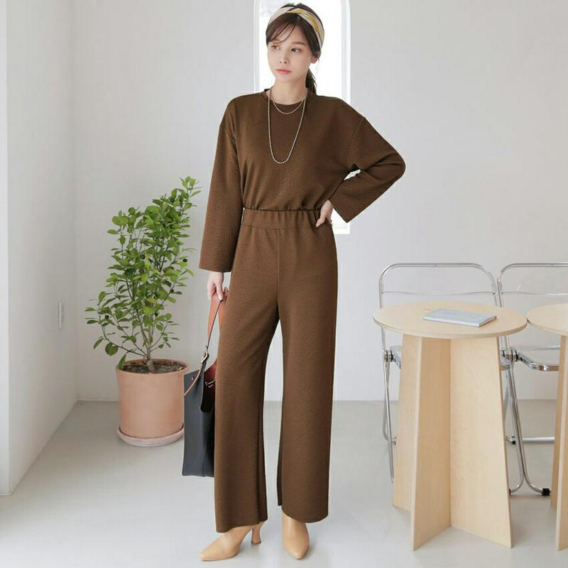 【新作10%OFF】リンクルTシャツ&パンツSET・全2色・t64077 レディース【pt】【セットアップ setup トップス