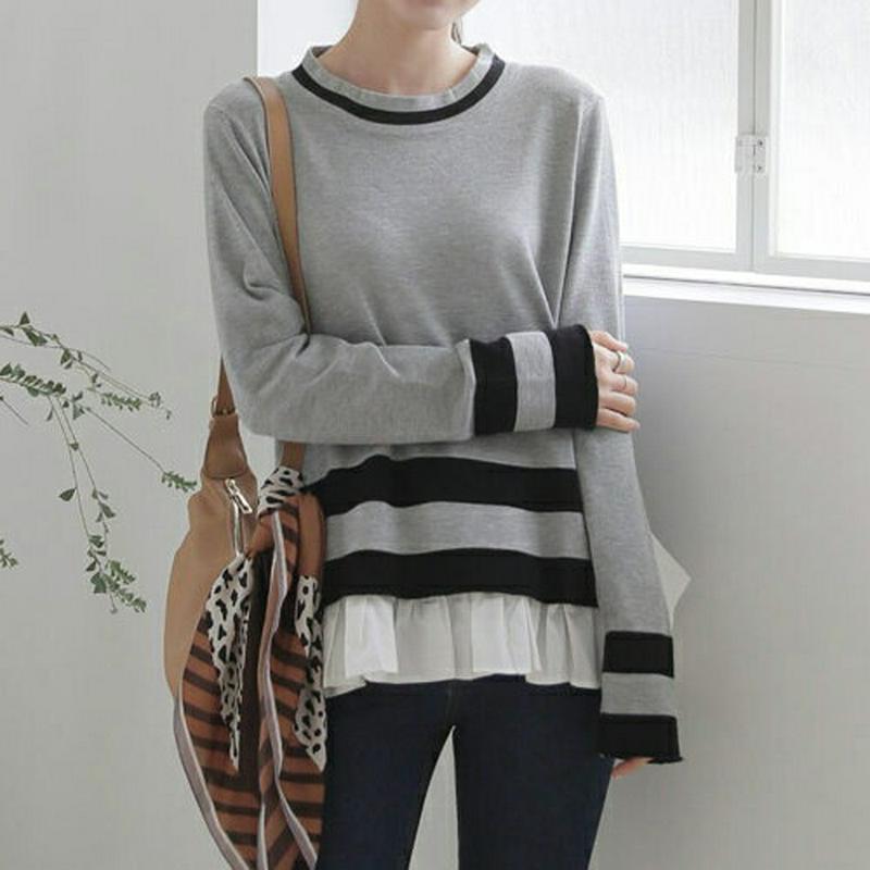 【新作10%OFF】フリルヘム配色ニット・全2色・b64063 レディース【tops】【トップス ニット ニットトップス 長袖 