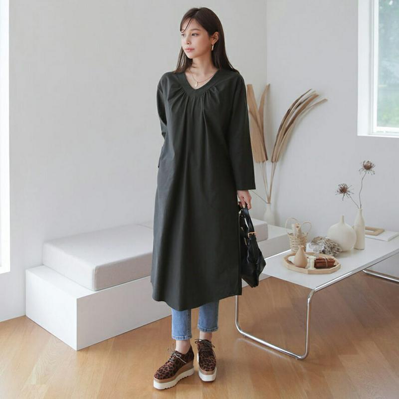 【新作10%OFF】Vネックギャザーワンピース・全3色・t64070 レディース【ops】【ワンピース ロングワンピース ロング