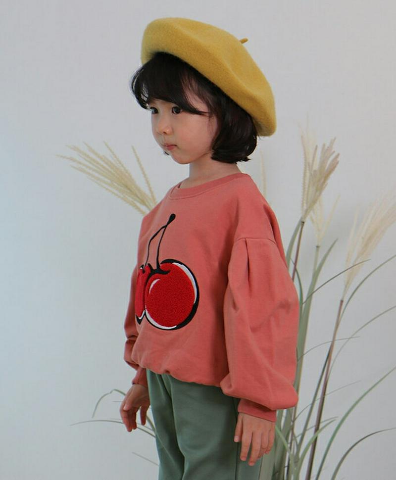 ボリュームスリーブチェリースウェット・u05985 キッズ【3~8才】【tops】【トップス スウェット 長袖 ボリュームスリー
