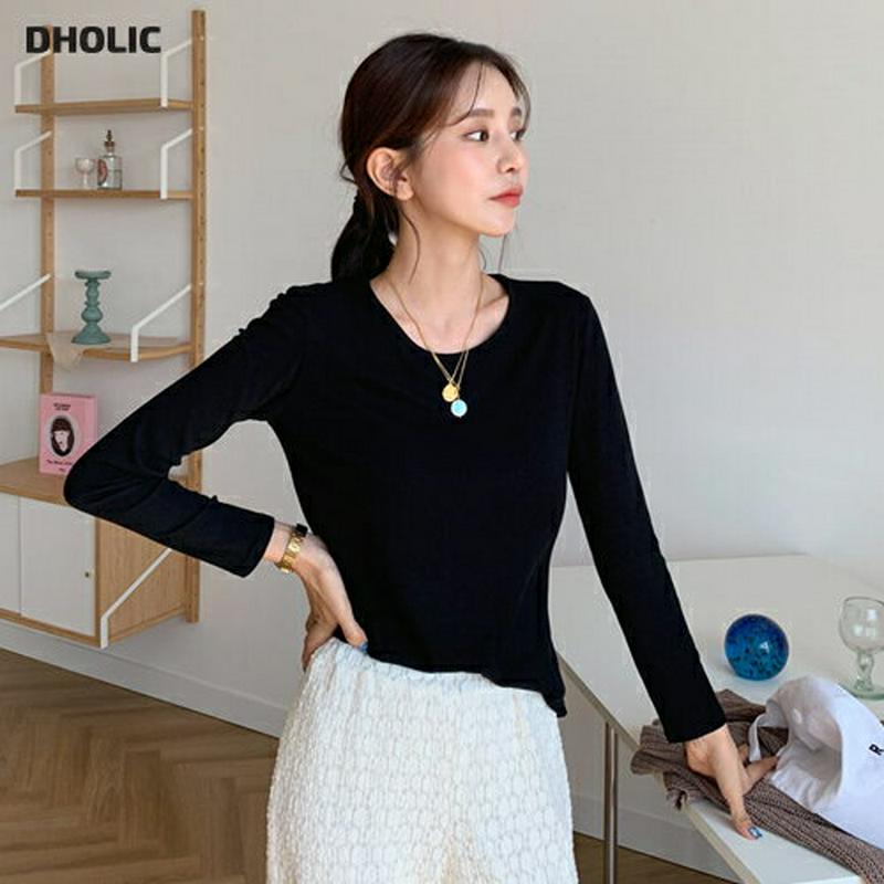 ラウンドリブTシャツ・全4色・b60689 レディース【tops】【韓国 ファッション トップス Tシャツ ロングスリーブ 長袖