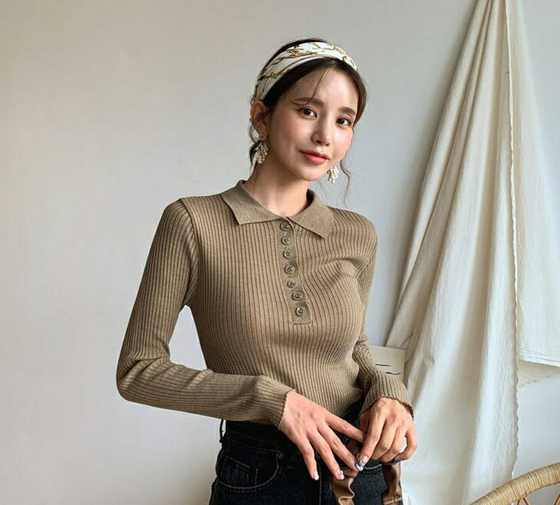 リブスリムカラーニット・全6色・t60727 レディース【tops】【韓国 ファッション トップス ニット ニットトップス ロン