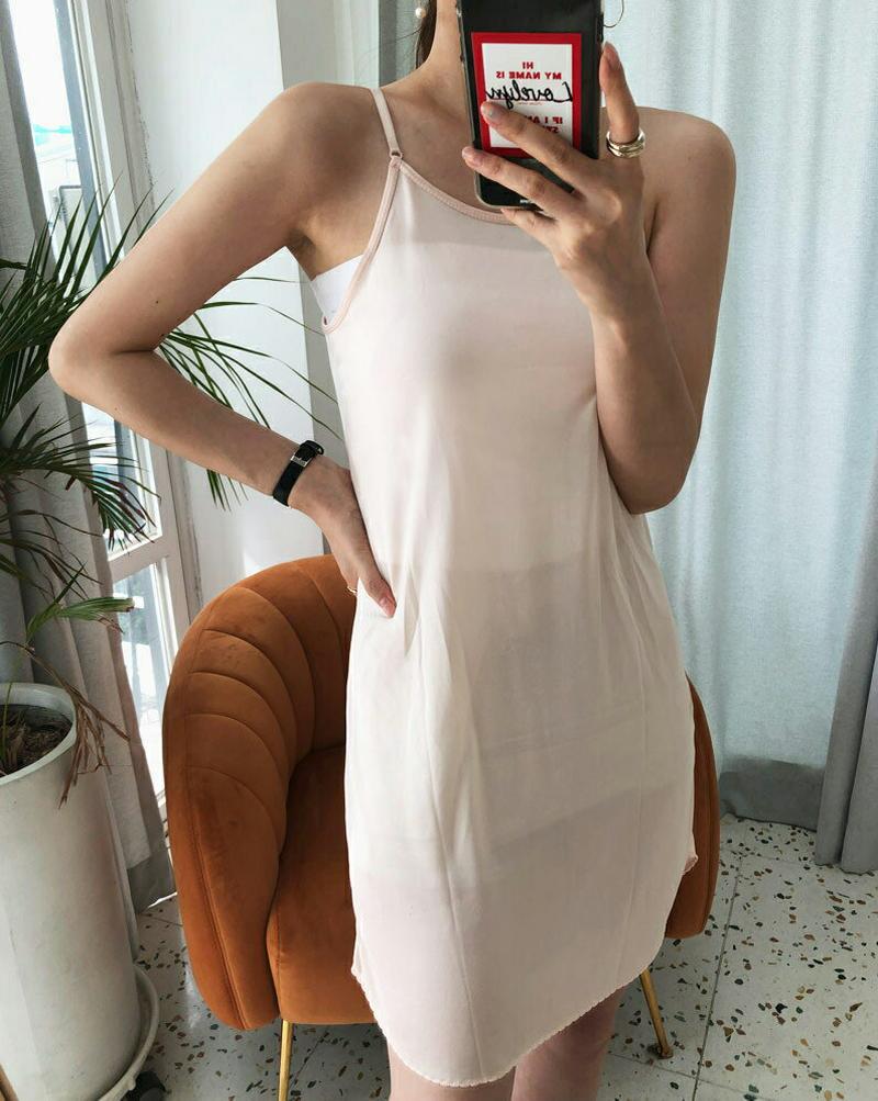 ラウンドヘムスリップ・全3色・d63787 レディース【acc】【インナーワンピース インナー スリーブレス ノースリーブ キャミソール 単色 無地 シンプル ベーシック 韓国 ファッション】【ハイホリHIHOLLI】