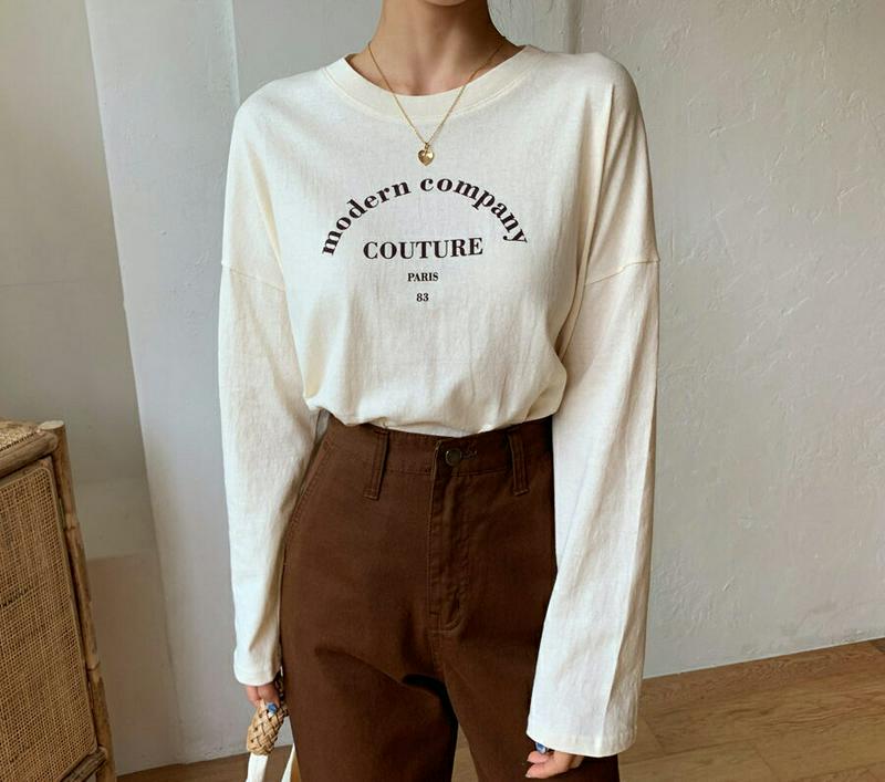 レタリングロングスリーブTシャツ・全3色・t47999 レディース【tops】【韓国 ファッション トップス Tシャツ ロングス