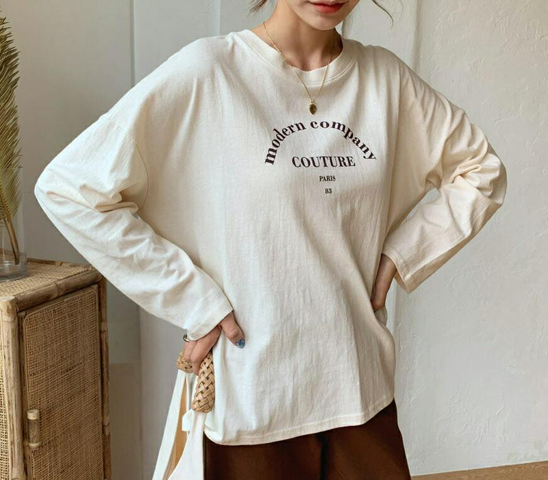 レタリングロングスリーブTシャツ・全3色・t47999 レディース【tops】【韓国 ファッション トップス Tシャツ ロングス