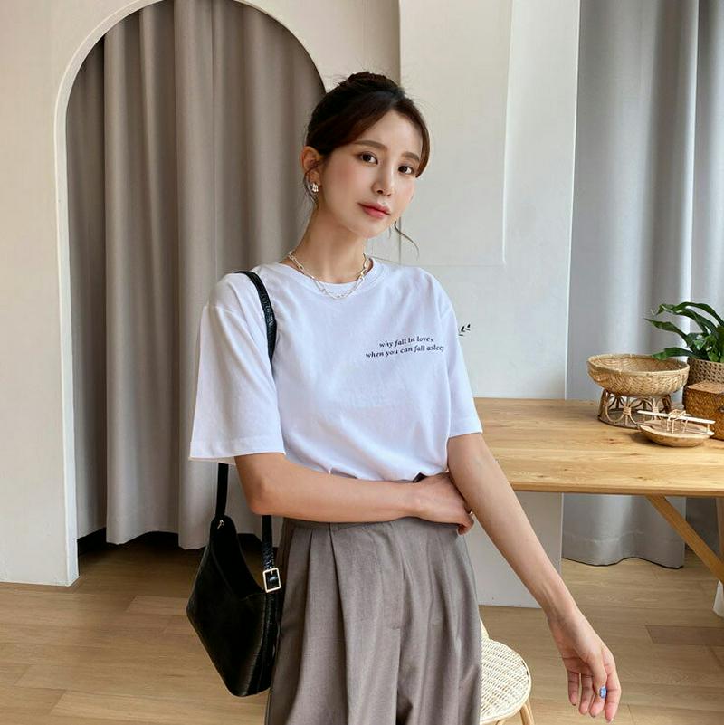ハーフスリーブプリントTシャツ・全3色・t47998 レディース【tops】【韓国 ファッション トップス Tシャツ 半袖 ハー