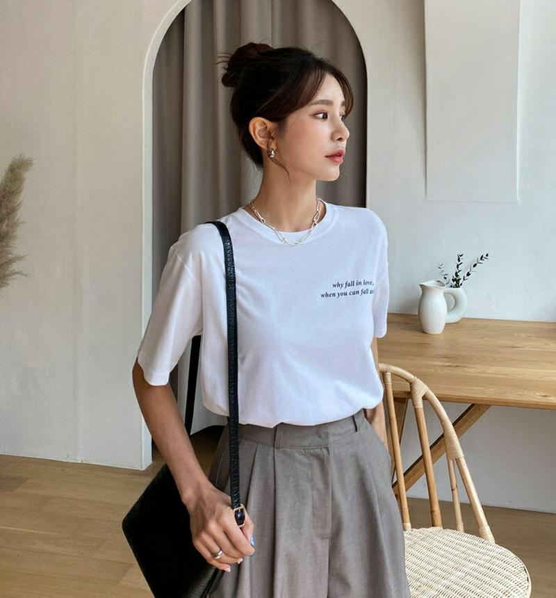 ハーフスリーブプリントTシャツ・全3色・t47998 レディース【tops】【韓国 ファッション トップス Tシャツ 半袖 ハー